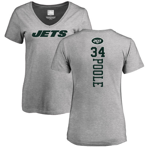 New York Jets Ash Women Brian Poole Backer NFL Football #34 T Shirt->nfl t-shirts->Sports Accessory
